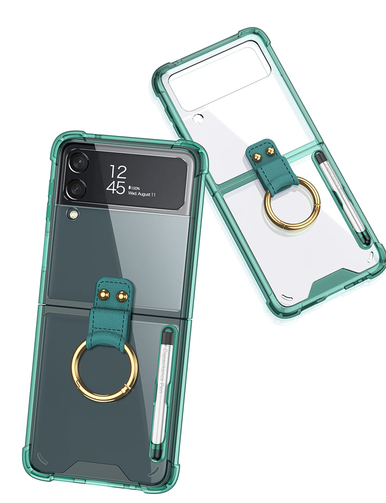 Airbag Corner Hard Silicone Case For Samsung Galaxy Z Flip 3 5G Case Included Capacitance Pen Slot Cover For Galaxy Z Flip 3