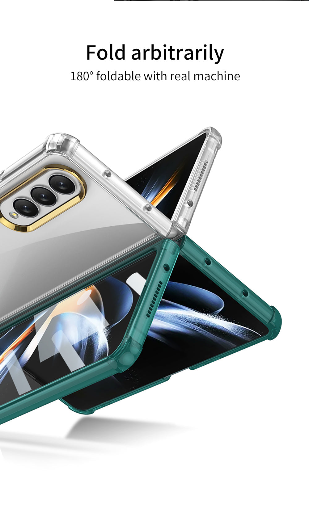 Airbag Bumper With Glass Frame Cover For Samsung Galaxy Z Fold 4 Case Shockproof Clear Soft Edge Case For Galaxy Z Fold4 5G