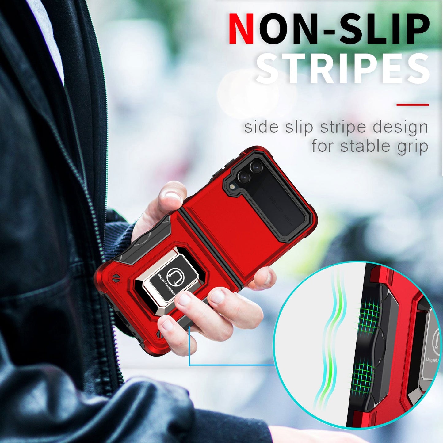 With Ring Holder Hard Strong Protective Case for Samsung Galaxy Z Flip3 Flip4 5G Flip 3 Non-Slip Mobile Phone Cover