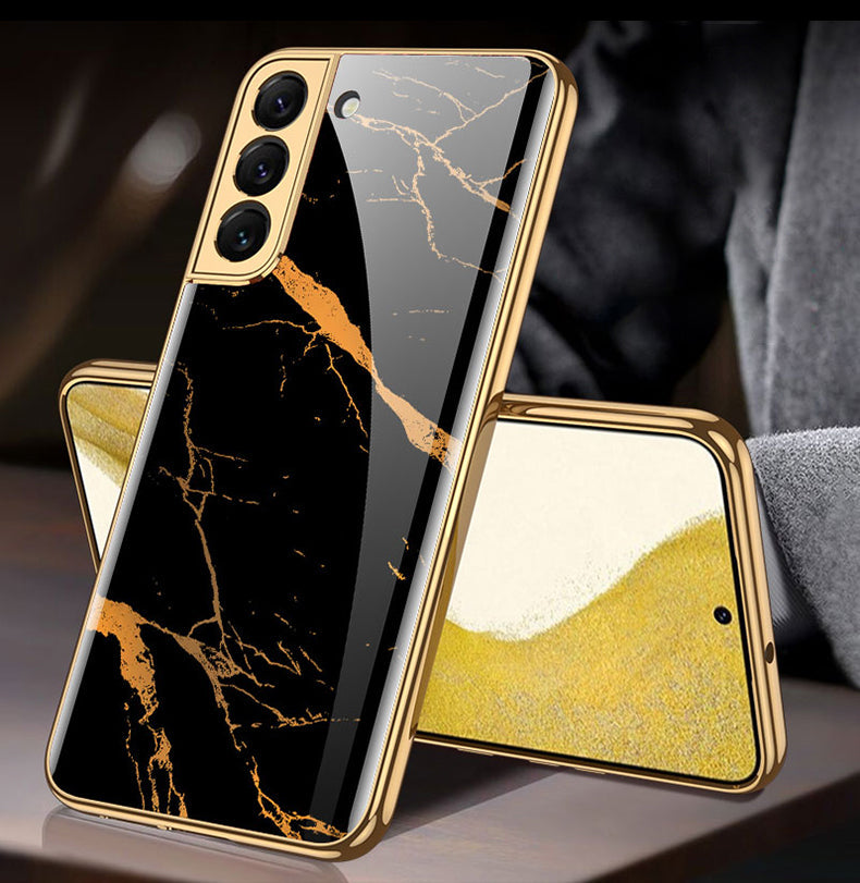 Tempered Glass Case For Samsung Galaxy S22 Plus Ultra Case Luxury Plating Frame Cover For Samsung S22 Plus Ultra