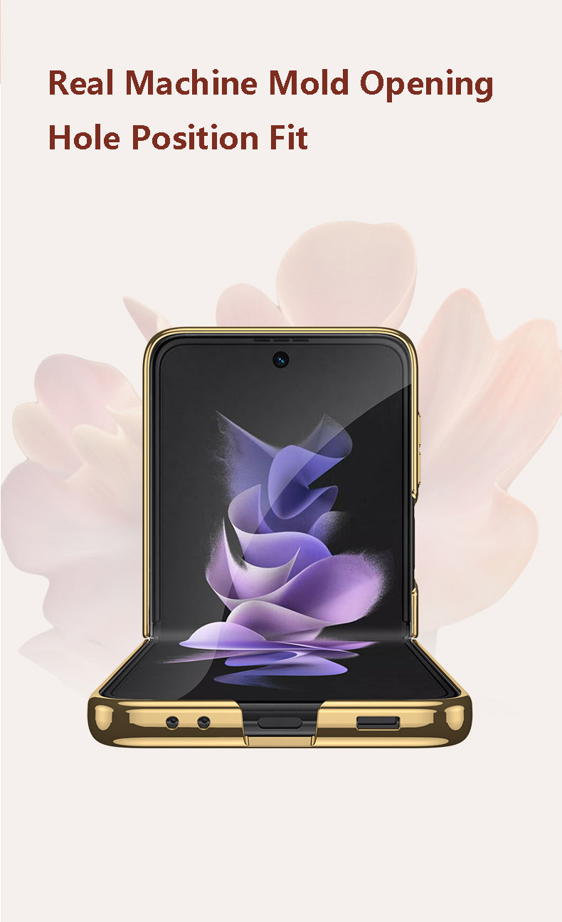 PC Plating Ring Holder Case For Samsung Galaxy Z Flip 4 5G Phone Case Fashion Anti Drop accessories protective funda for flip4