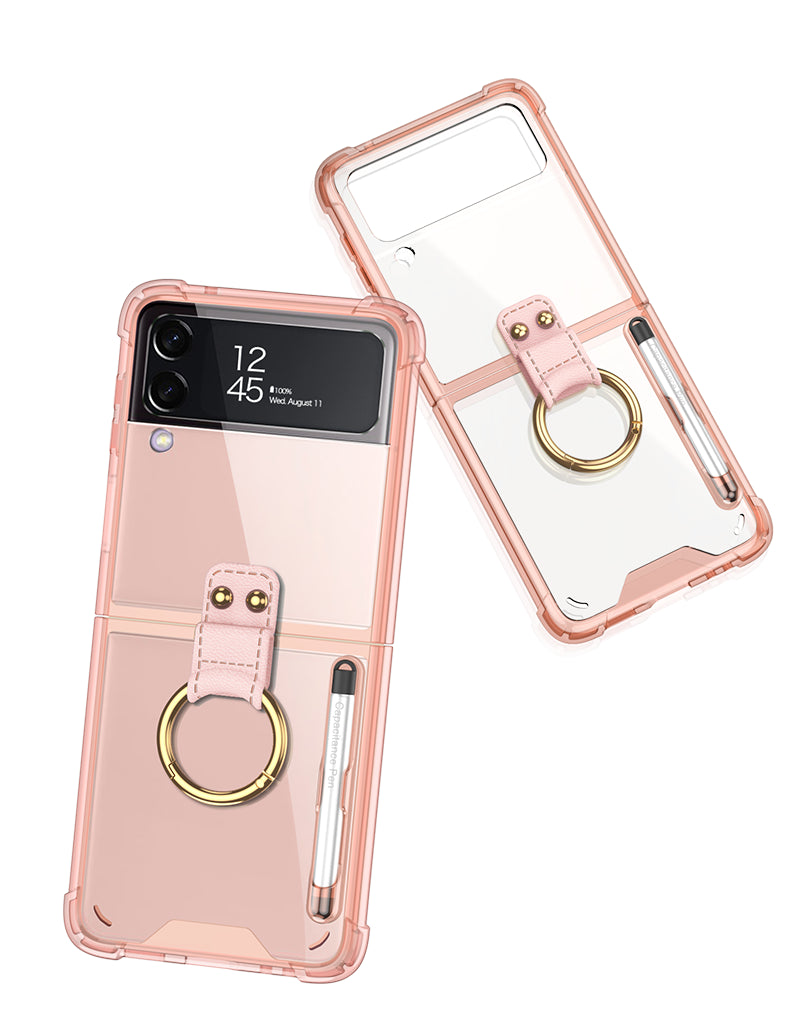 Airbag Corner Hard Silicone Case For Samsung Galaxy Z Flip 3 5G Case Included Capacitance Pen Slot Cover For Galaxy Z Flip 3
