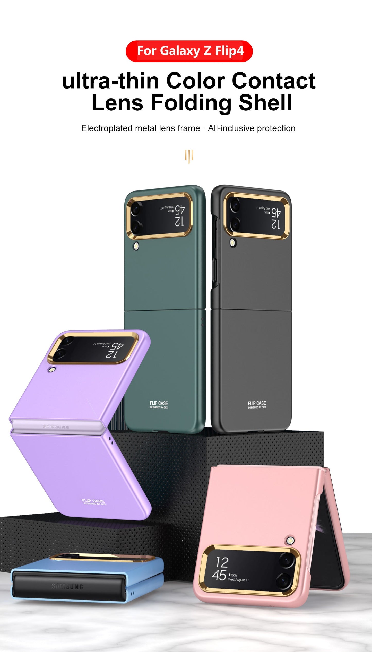 PC Folding Case For Samsung Galaxy Z Flip 4 5G Phone Case Ultra-thin Anti Fingerprint Camera Protective elegant shell for flip4