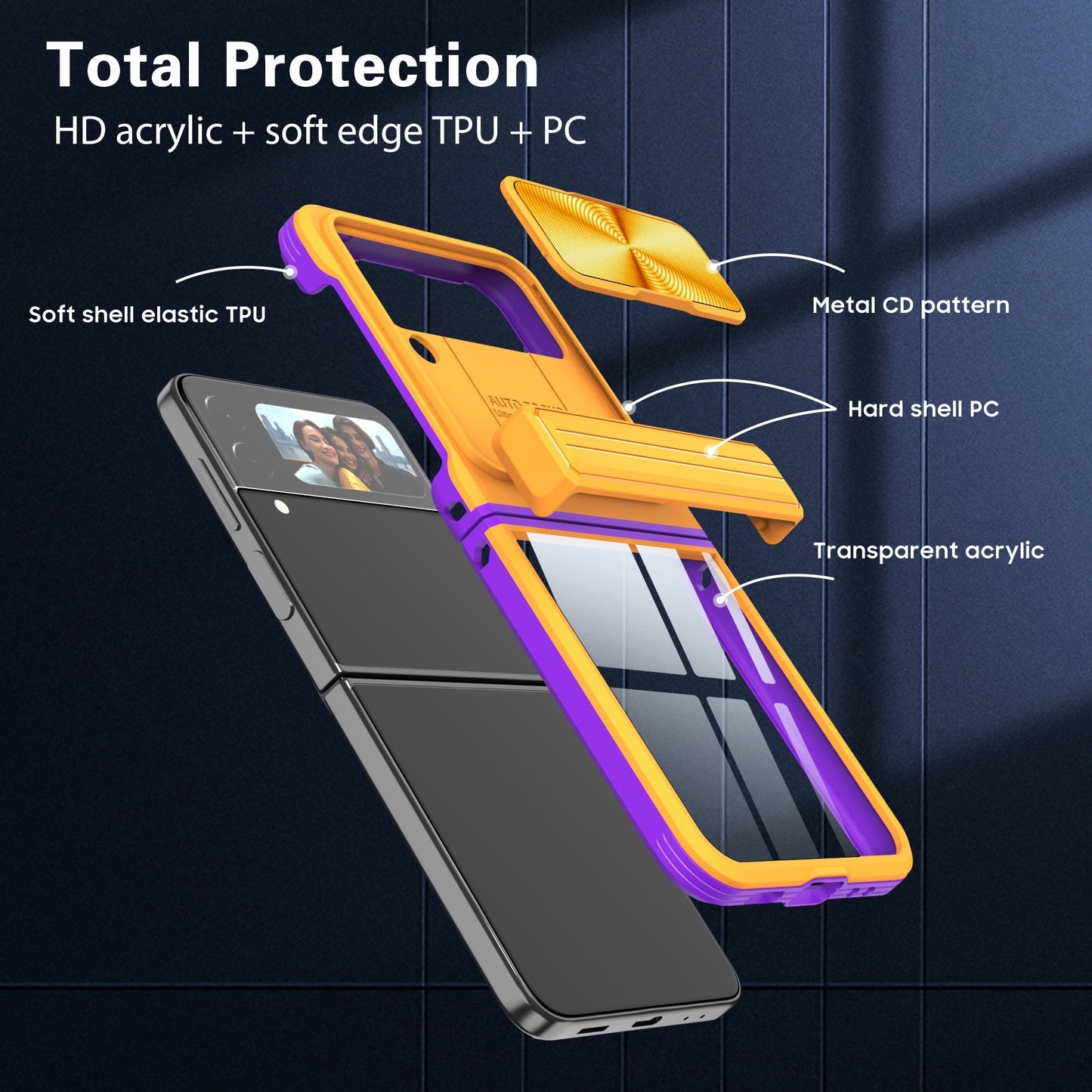 Anti-Slip Clear Acrylic Case for Samsung Galaxy Z Flip4 5G