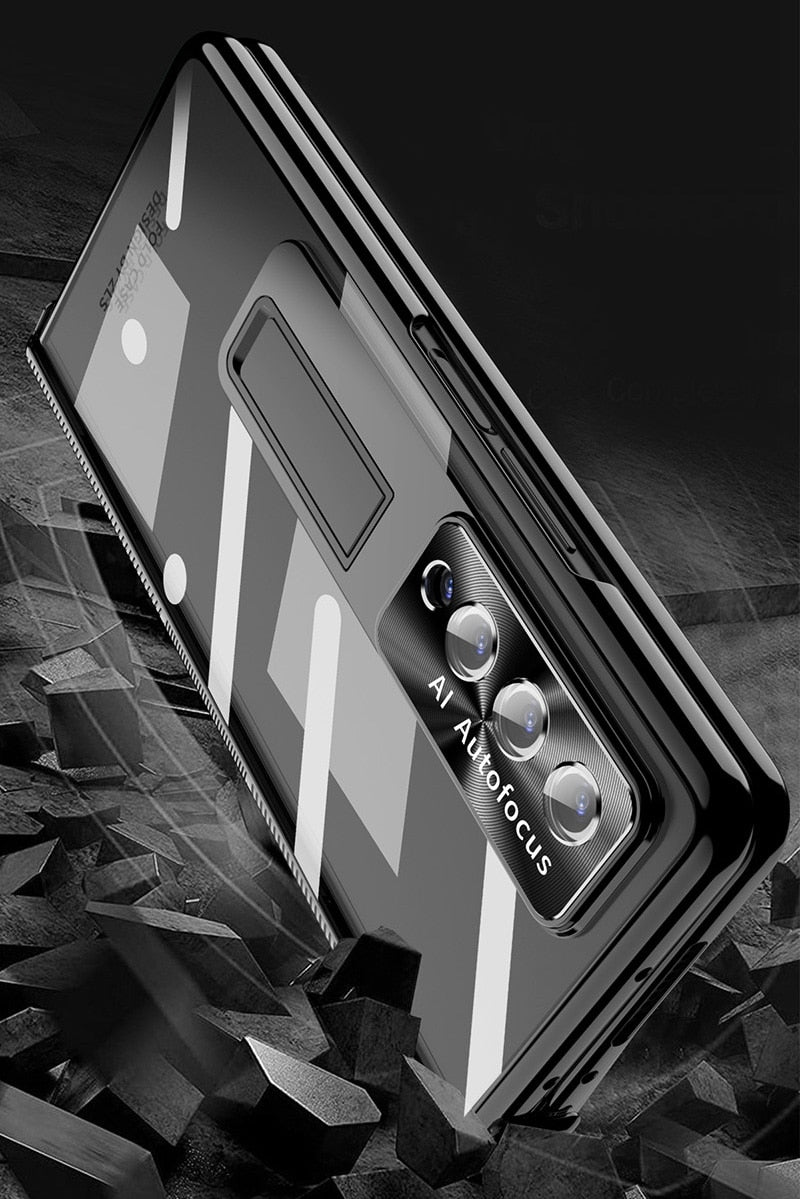 Magnetic Double Hinge Case For Samsung Galaxy Z Fold4 5G With Film Protector and Stylus