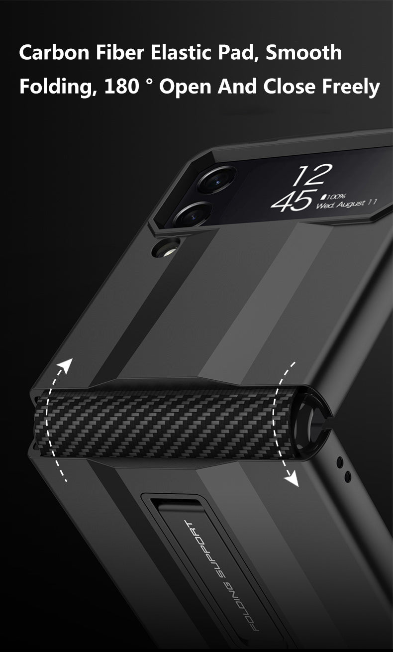 PC Super-car Case For Samsung Galaxy Z Flip 4 5G Phone Case Carbon Fiber Pettern Folding Stand Luxury Protective funda for flip4