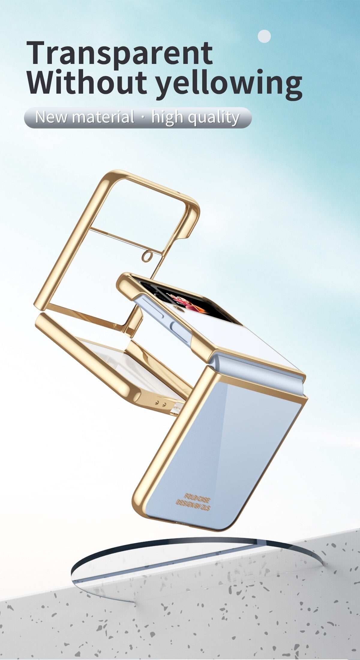 Clear Plating Capa For Samsung Galaxy Z Flip4 5G  Case Fundas Transparent Frame Hard PC Protection Cover