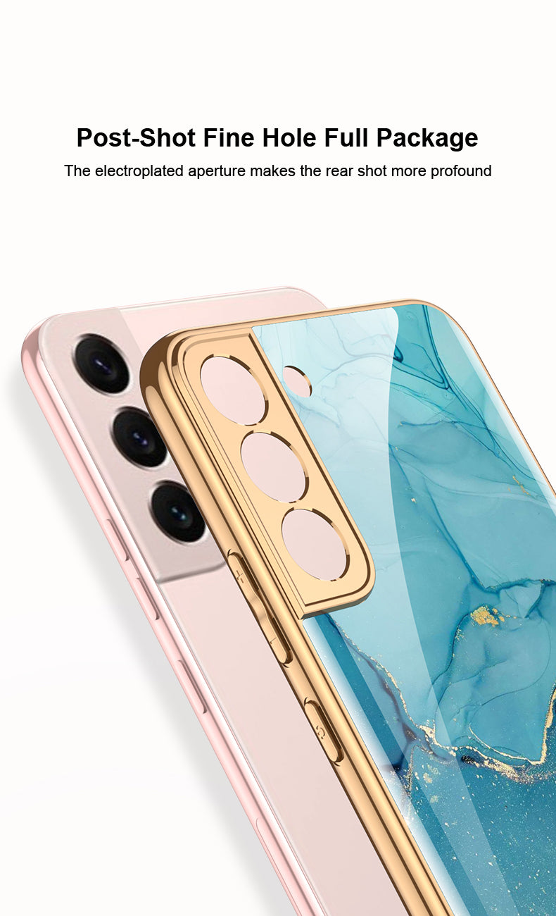Case For Samsung Galaxy S21 S22 Ultra Case Electroplated Painted Tempered Glass Hard Cover For Galaxy S21 S22 Ultra
