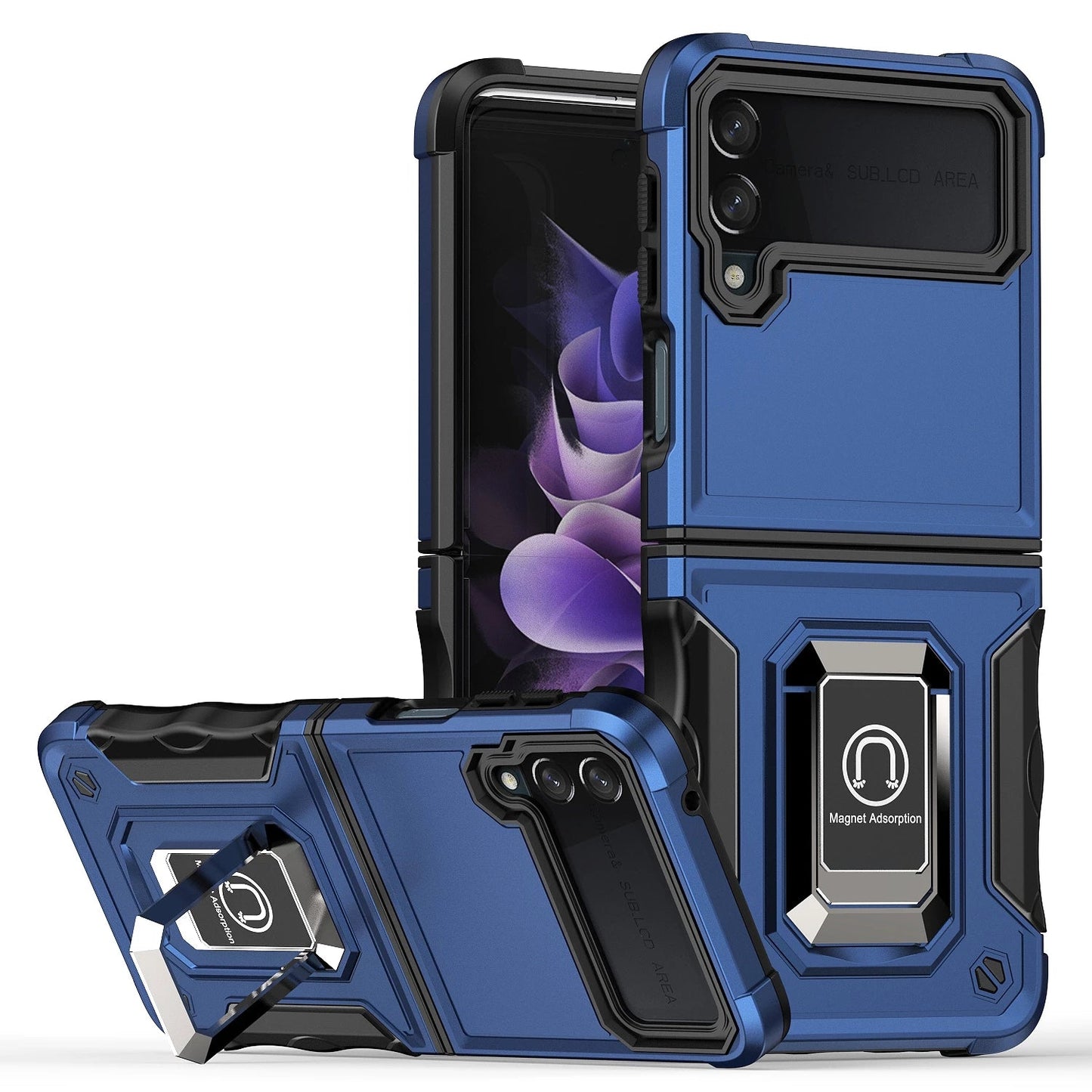 With Ring Holder Hard Strong Protective Case for Samsung Galaxy Z Flip3 Flip4 5G Flip 3 Non-Slip Mobile Phone Cover