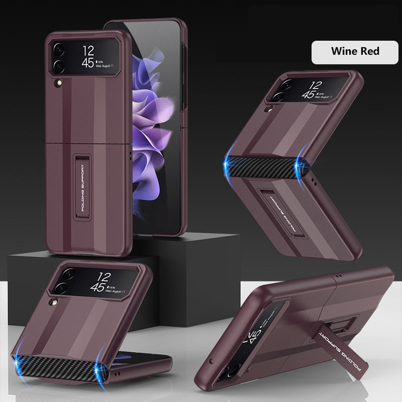 PC Super-car Case For Samsung Galaxy Z Flip 4 5G Phone Case Carbon Fiber Pettern Folding Stand Luxury Protective funda for flip4