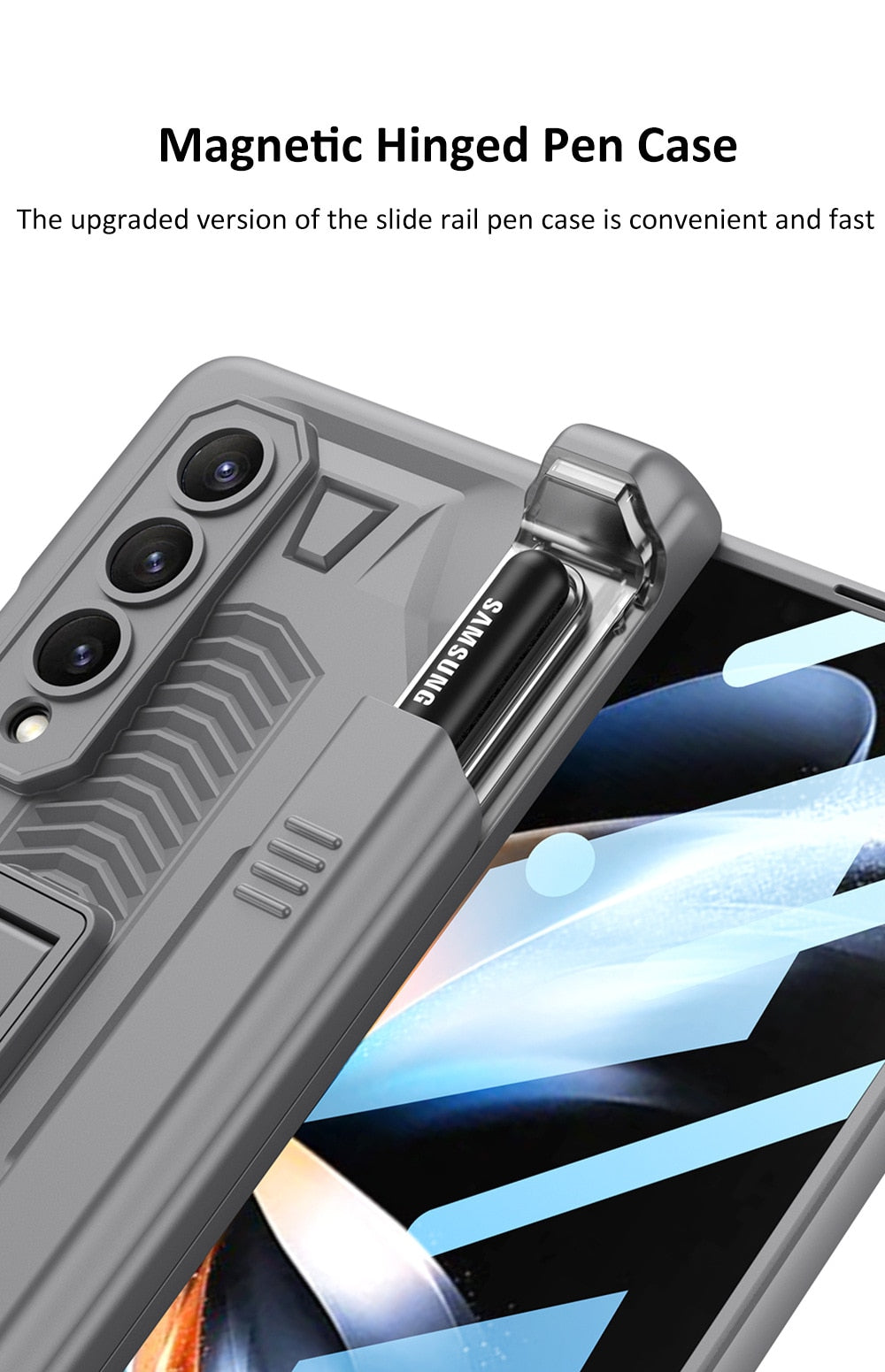 Shockproof Armor Case For Samsung Galaxy Z Fold4 5G Cover With Magnetic Hinge Slide Pen Slot & Film