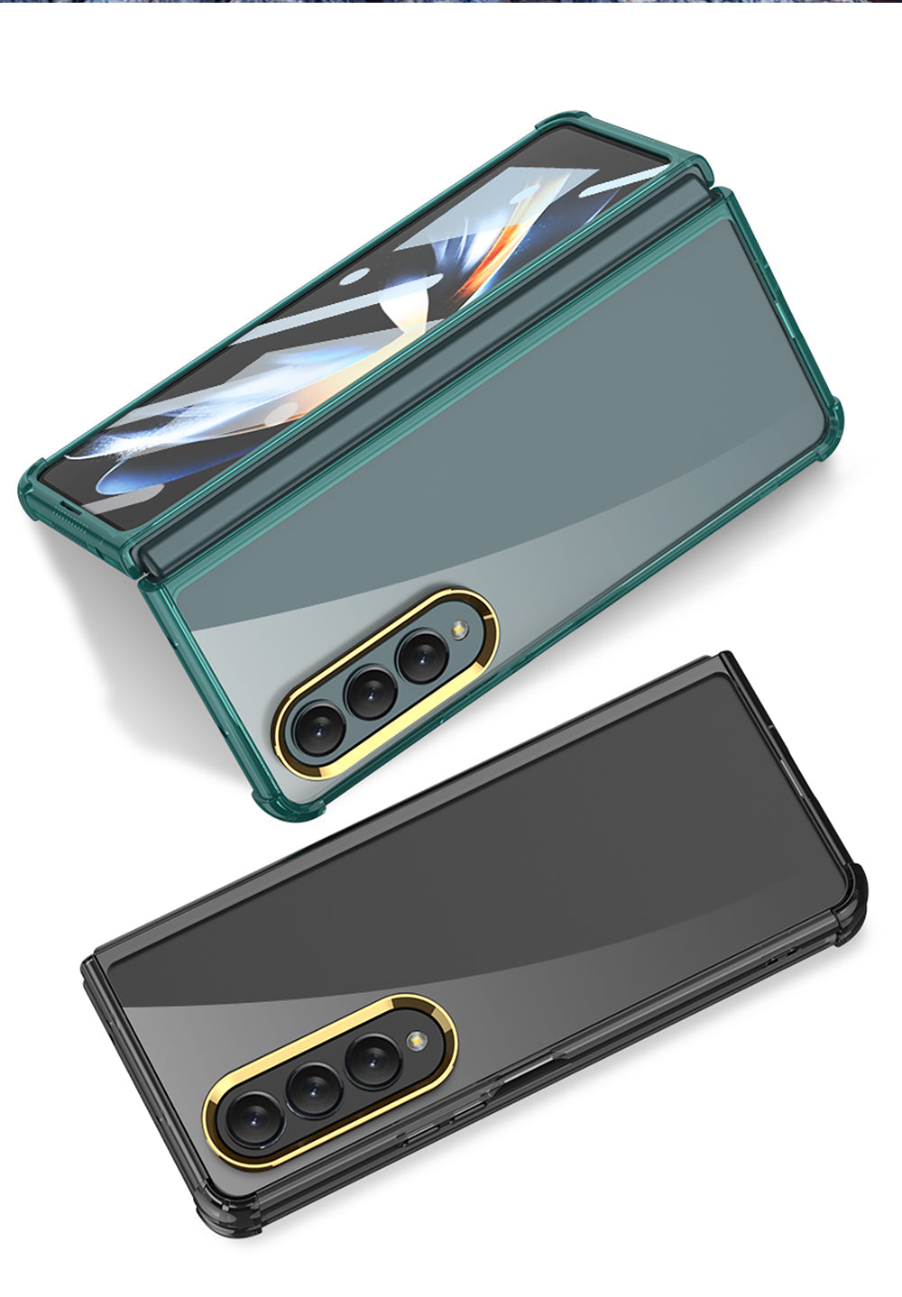 Airbag Bumper With Glass Frame Cover For Samsung Galaxy Z Fold 4 Case Shockproof Clear Soft Edge Case For Galaxy Z Fold4 5G