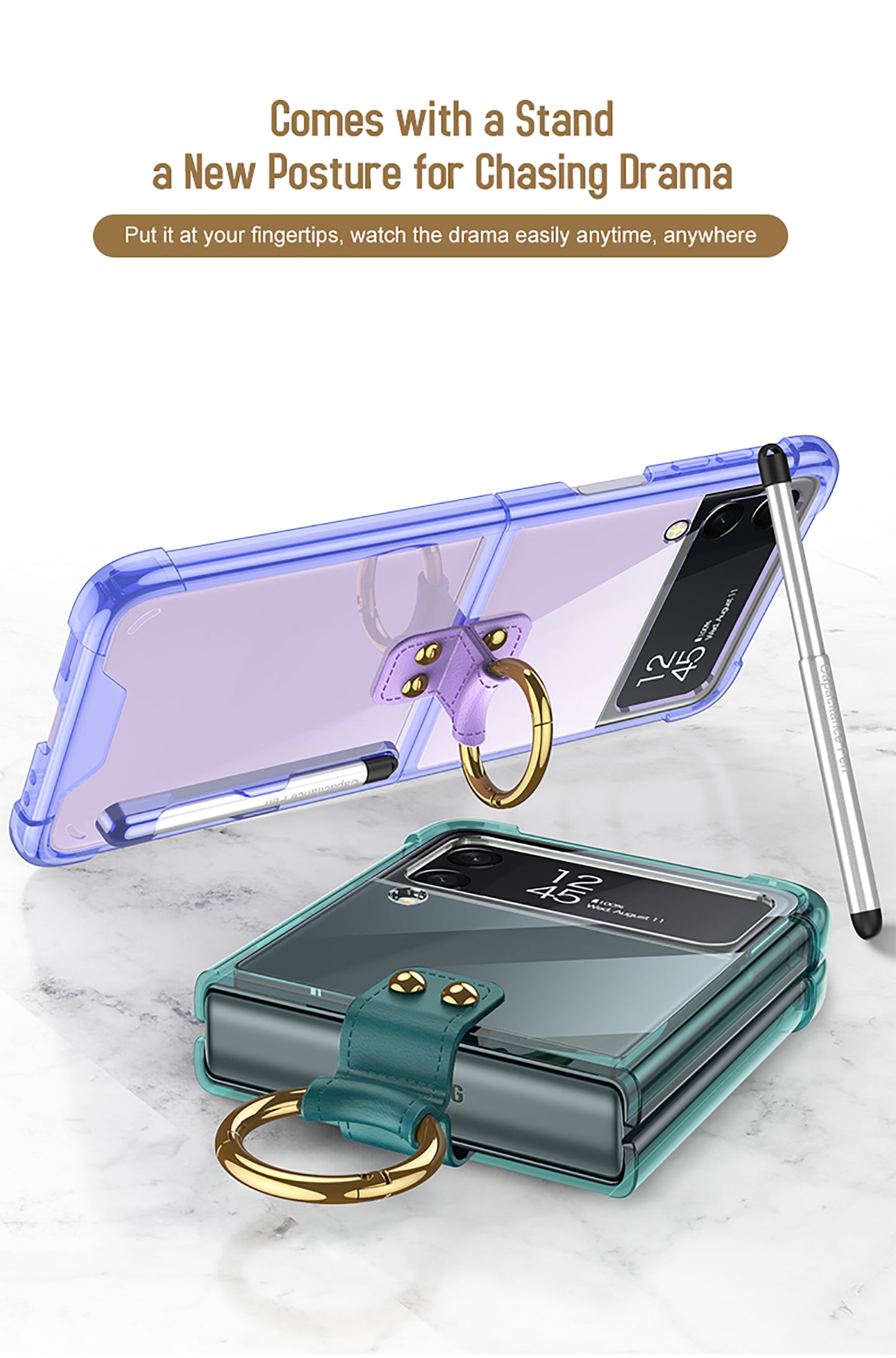 Airbag Corner Hard Silicone Case For Samsung Galaxy Z Flip 3 5G Case Included Capacitance Pen Slot Cover For Galaxy Z Flip 3