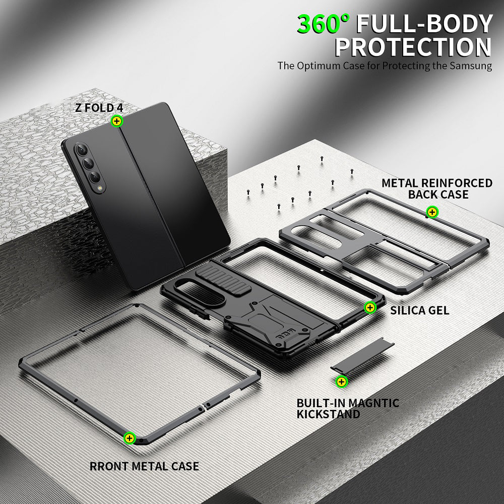 Aluminum Alloy Metal Samsung Galaxy Z Fold4 5G Case Heavy Duty Protection Stand Back Cover for Samsung Z Fold4 Capa