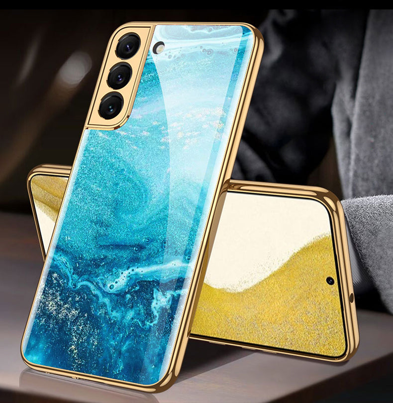 Tempered Glass Case For Samsung Galaxy S22 Plus Ultra Case Luxury Plating Frame Cover For Samsung S22 Plus Ultra