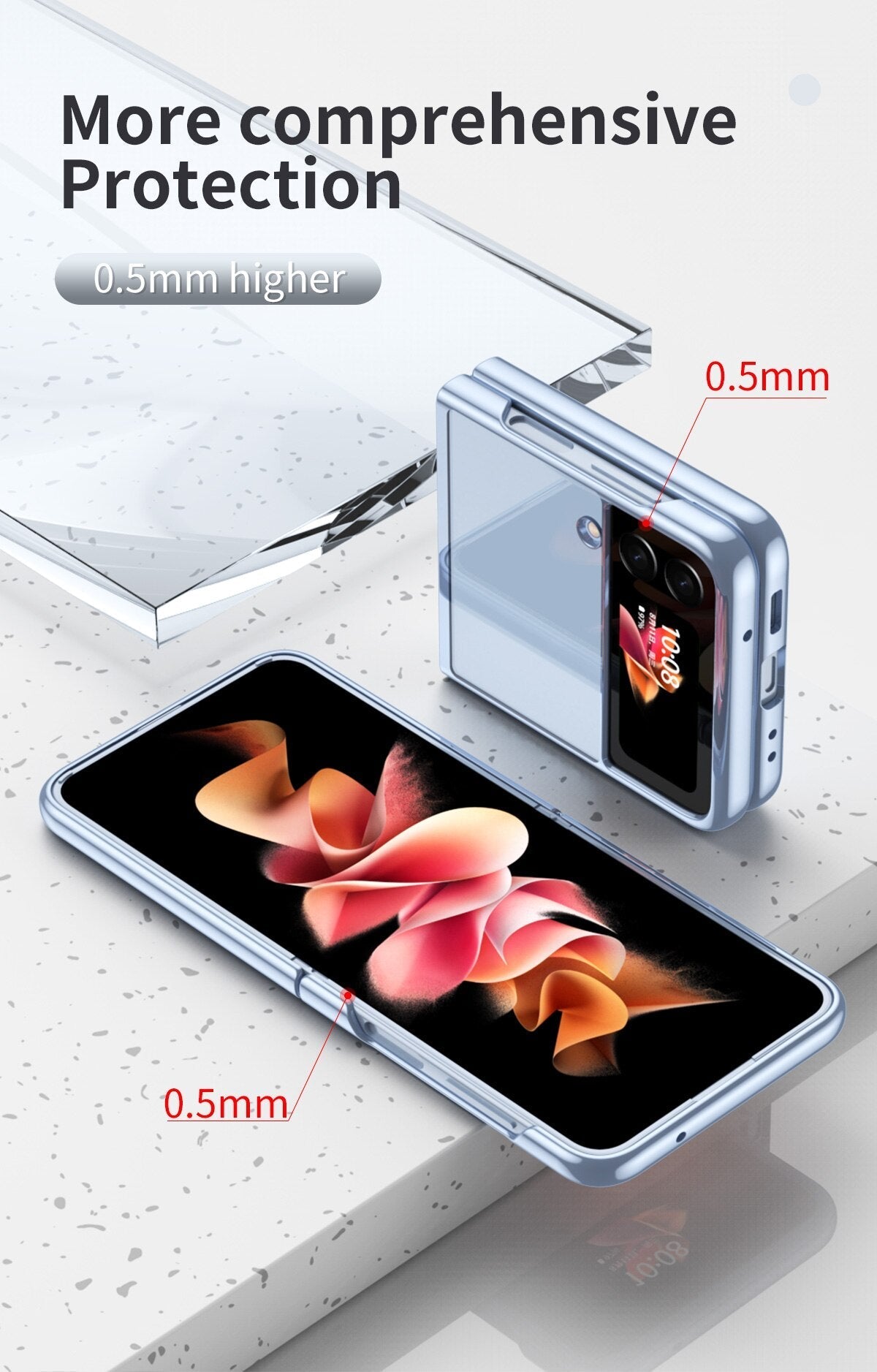 Clear Plating Capa For Samsung Galaxy Z Flip4 5G  Case Fundas Transparent Frame Hard PC Protection Cover