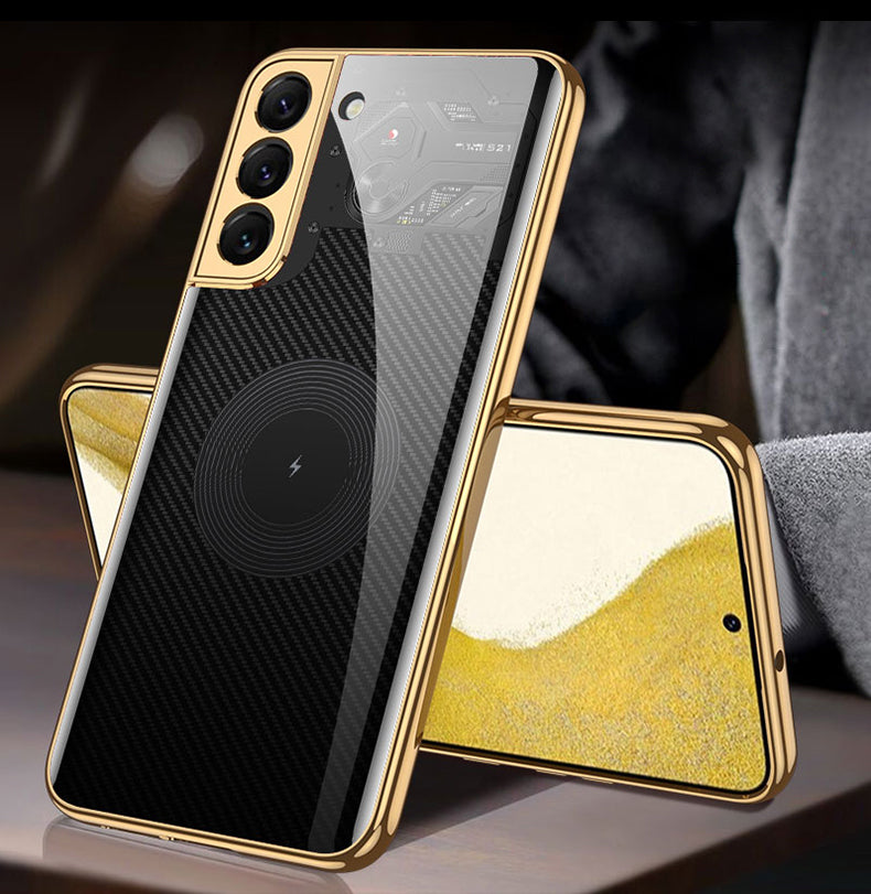 Tempered Glass Case For Samsung Galaxy S22 Plus Ultra Case Luxury Plating Frame Cover For Samsung S22 Plus Ultra