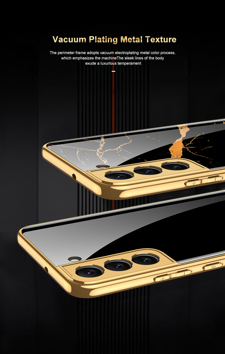 Tempered Glass Case For Samsung Galaxy S22 Plus Ultra Case Luxury Plating Frame Cover For Samsung S22 Plus Ultra