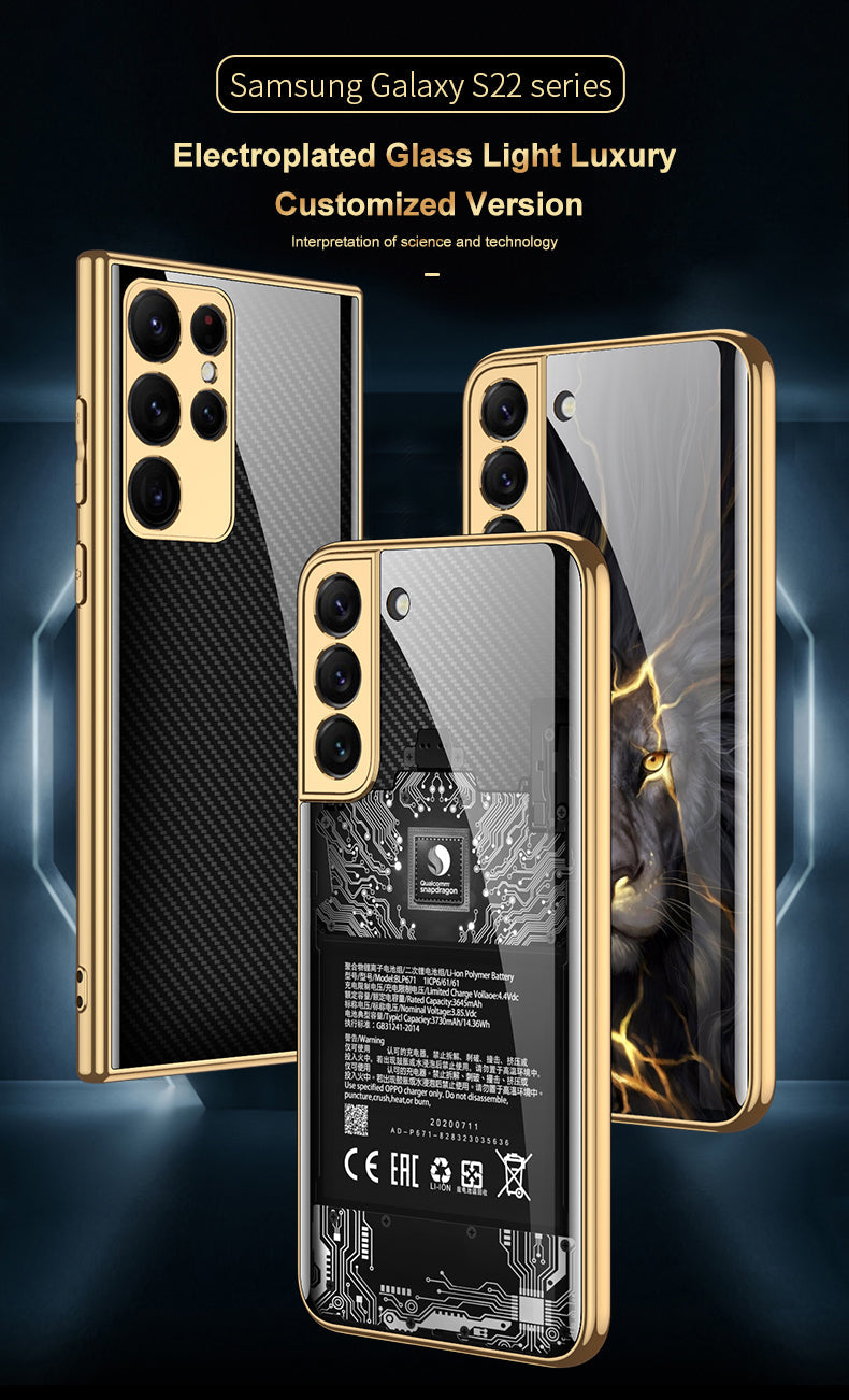 Tempered Glass Case For Samsung Galaxy S22 Plus Ultra Case Luxury Plating Frame Cover For Samsung S22 Plus Ultra