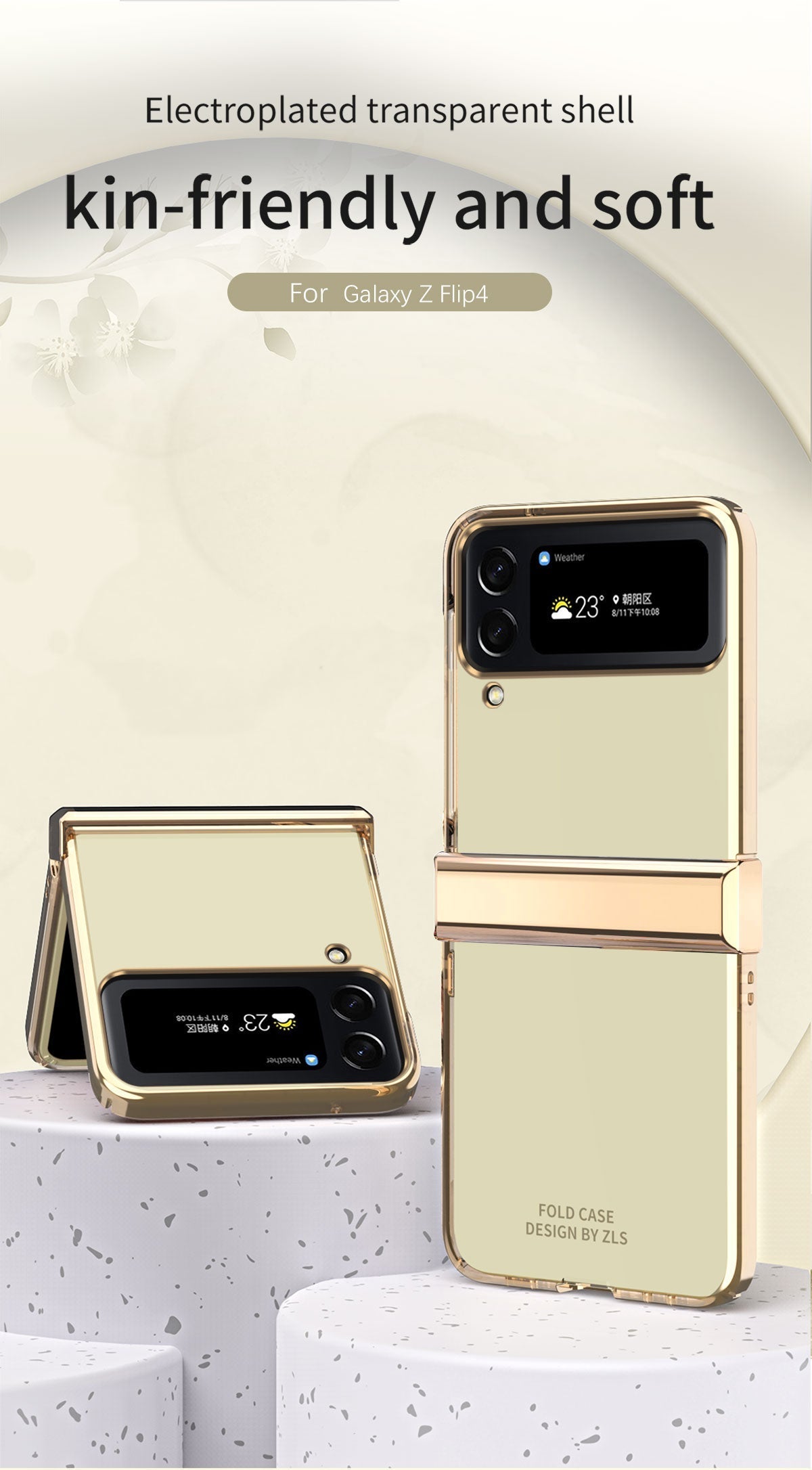 Hinge Case for Samsung Galaxy Z Flip 4 5G Case Full Protection Plating Transparent