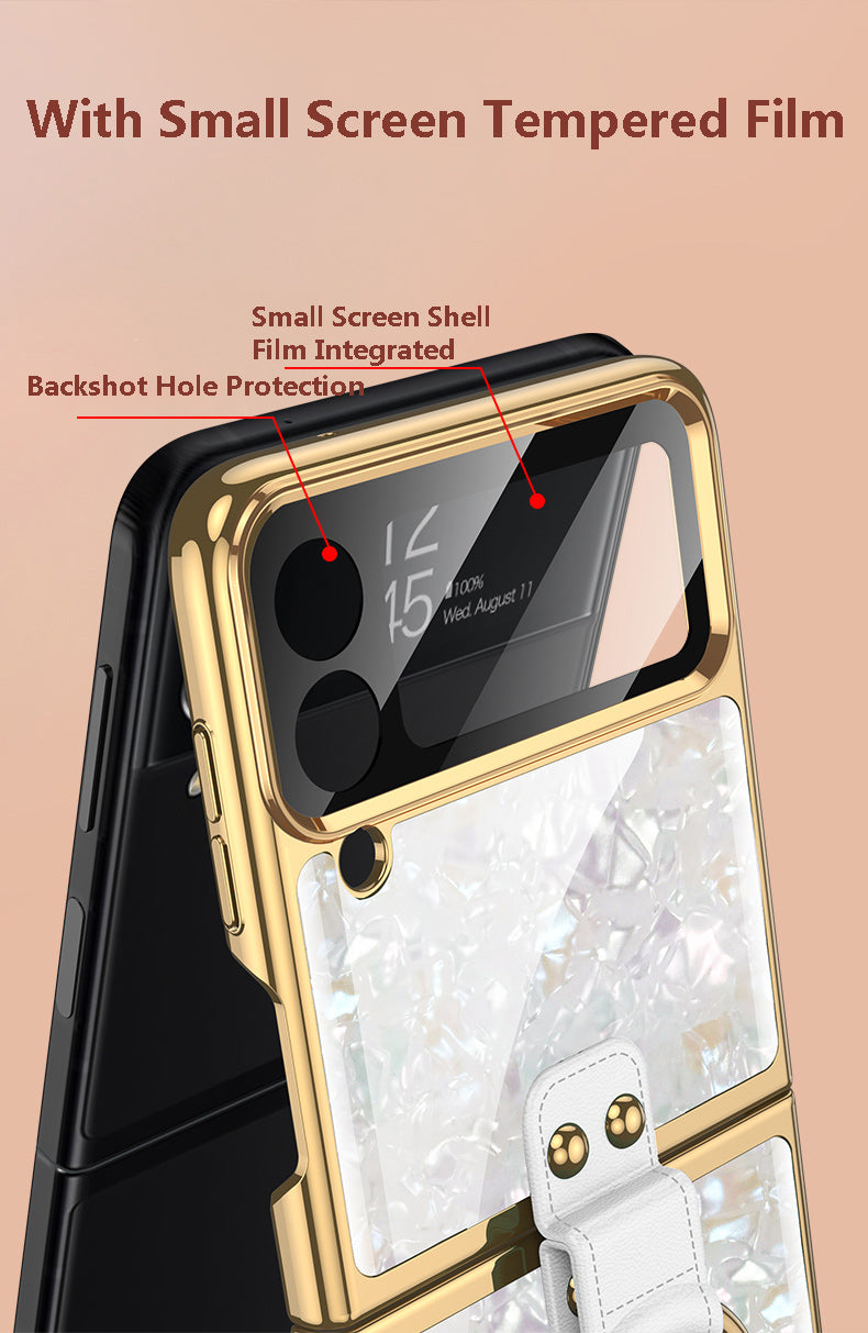 PC Plating Ring Holder Case For Samsung Galaxy Z Flip 4 5G Phone Case Fashion Anti Drop accessories protective funda for flip4