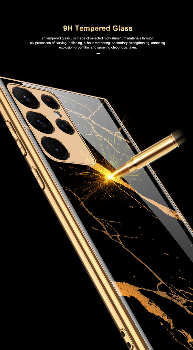 Tempered Glass Case For Samsung Galaxy S22 Plus Ultra Case Luxury Plating Frame Cover For Samsung S22 Plus Ultra