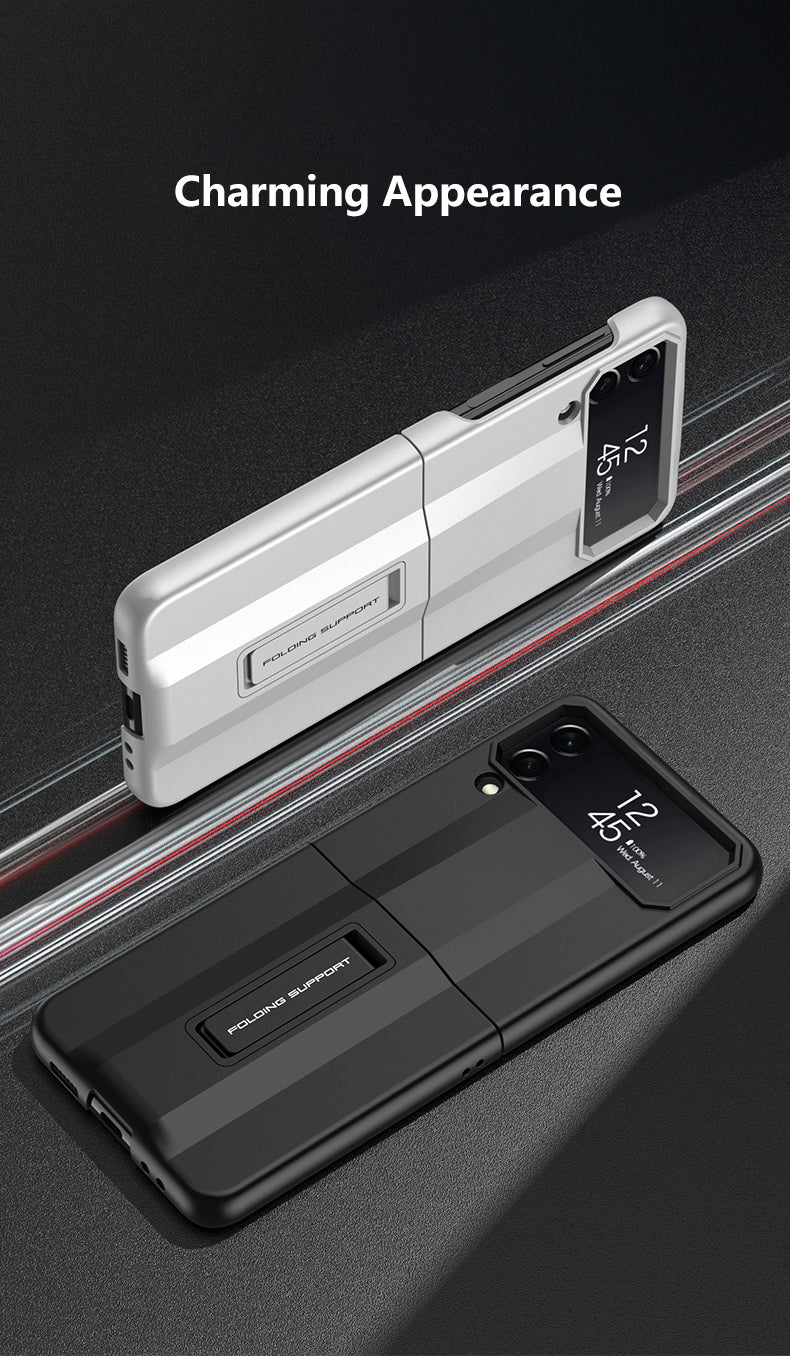 PC Super-car Case For Samsung Galaxy Z Flip 4 5G Phone Case Carbon Fiber Pettern Folding Stand Luxury Protective funda for flip4