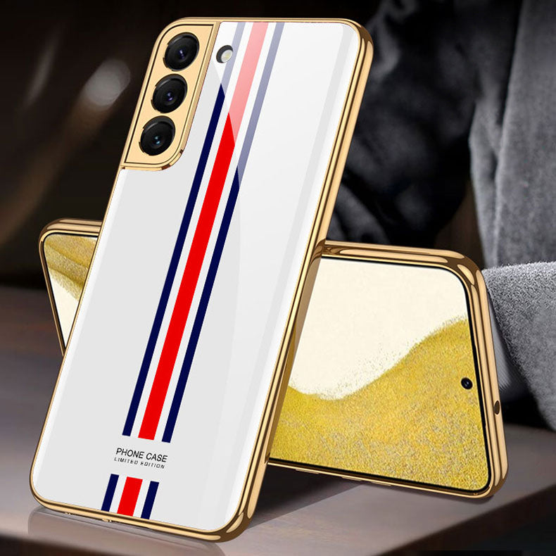 Tempered Glass Case For Samsung Galaxy S22 Plus Ultra Case Luxury Plating Frame Cover For Samsung S22 Plus Ultra