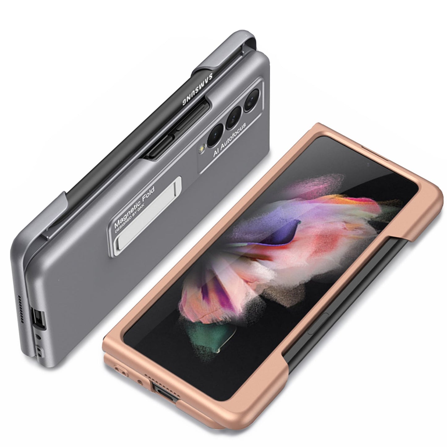 Ultra-thin Pen Slot Case For Samsung Galaxy Z Fold 3 5G Case Magnetic Holder Plastic Cover For Galaxy Z Fold 3 5G