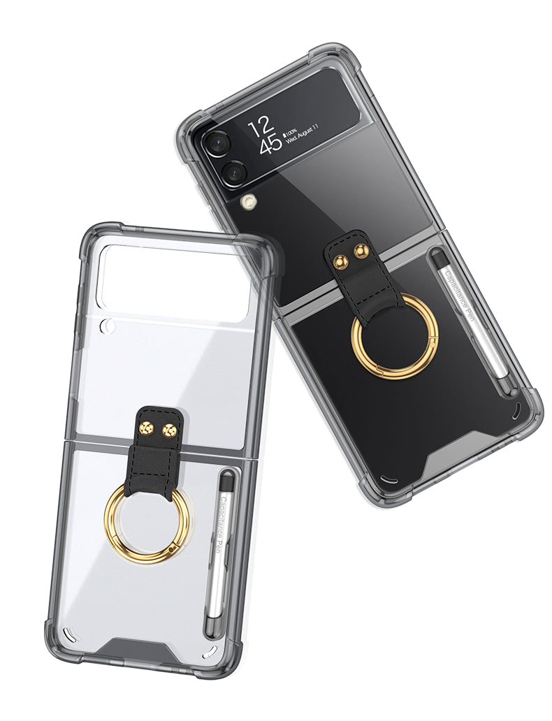 Airbag Corner Hard Silicone Case For Samsung Galaxy Z Flip 3 5G Case Included Capacitance Pen Slot Cover For Galaxy Z Flip 3