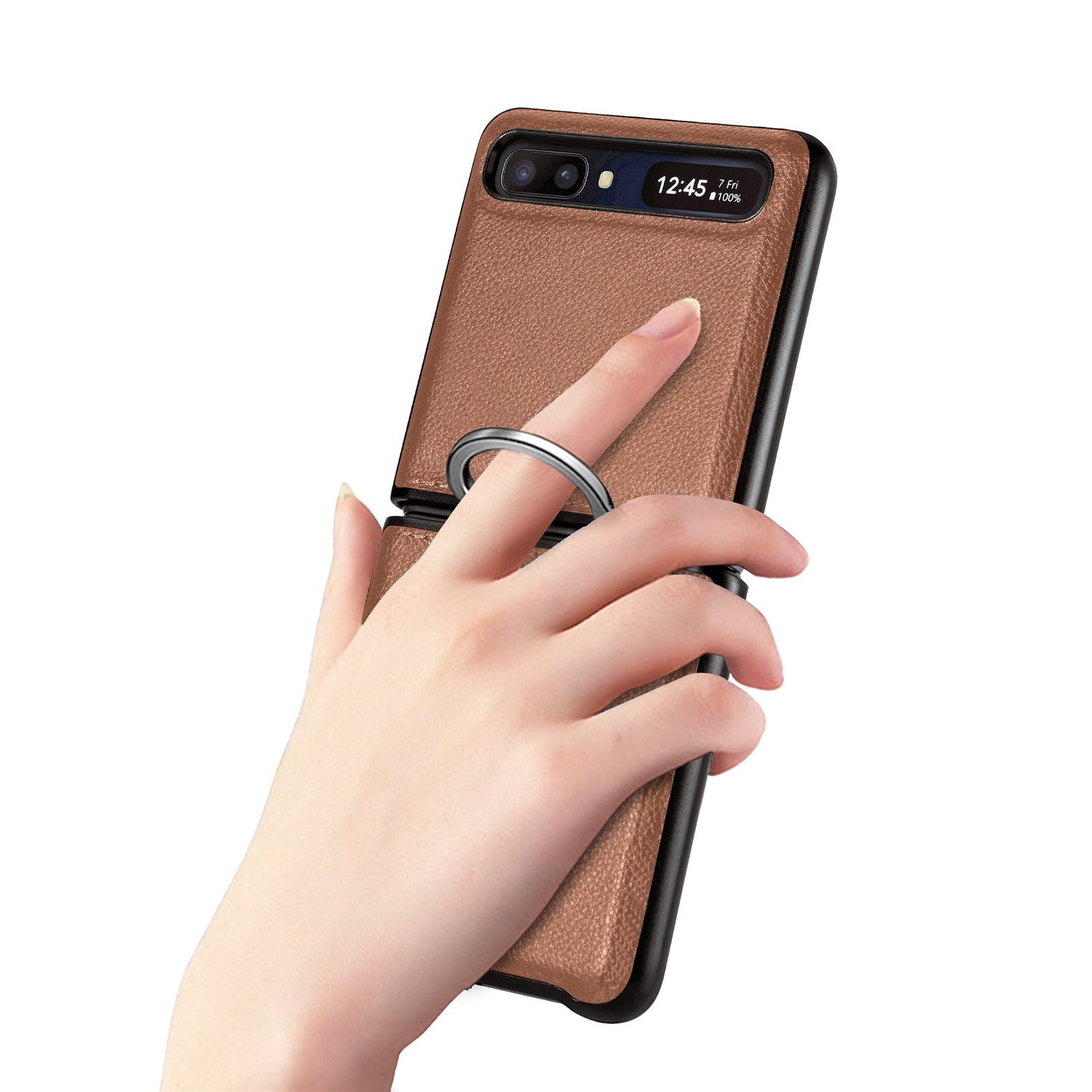 Shock Proof Finger Ring Leather Case for Samsung Galaxy Z Flip 4 5G Flip4 Flip3 Flip 3 Anti-Slip Matte Cover Fundas