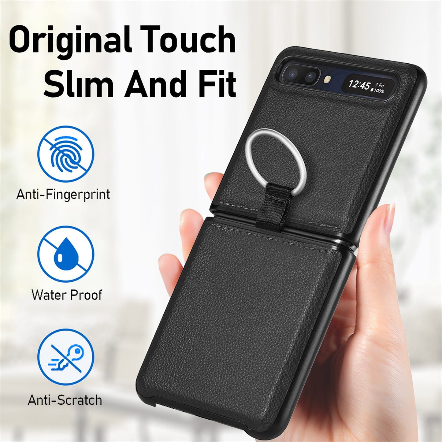 Shock Proof Finger Ring Leather Case for Samsung Galaxy Z Flip 4 5G Flip4 Flip3 Flip 3 Anti-Slip Matte Cover Fundas