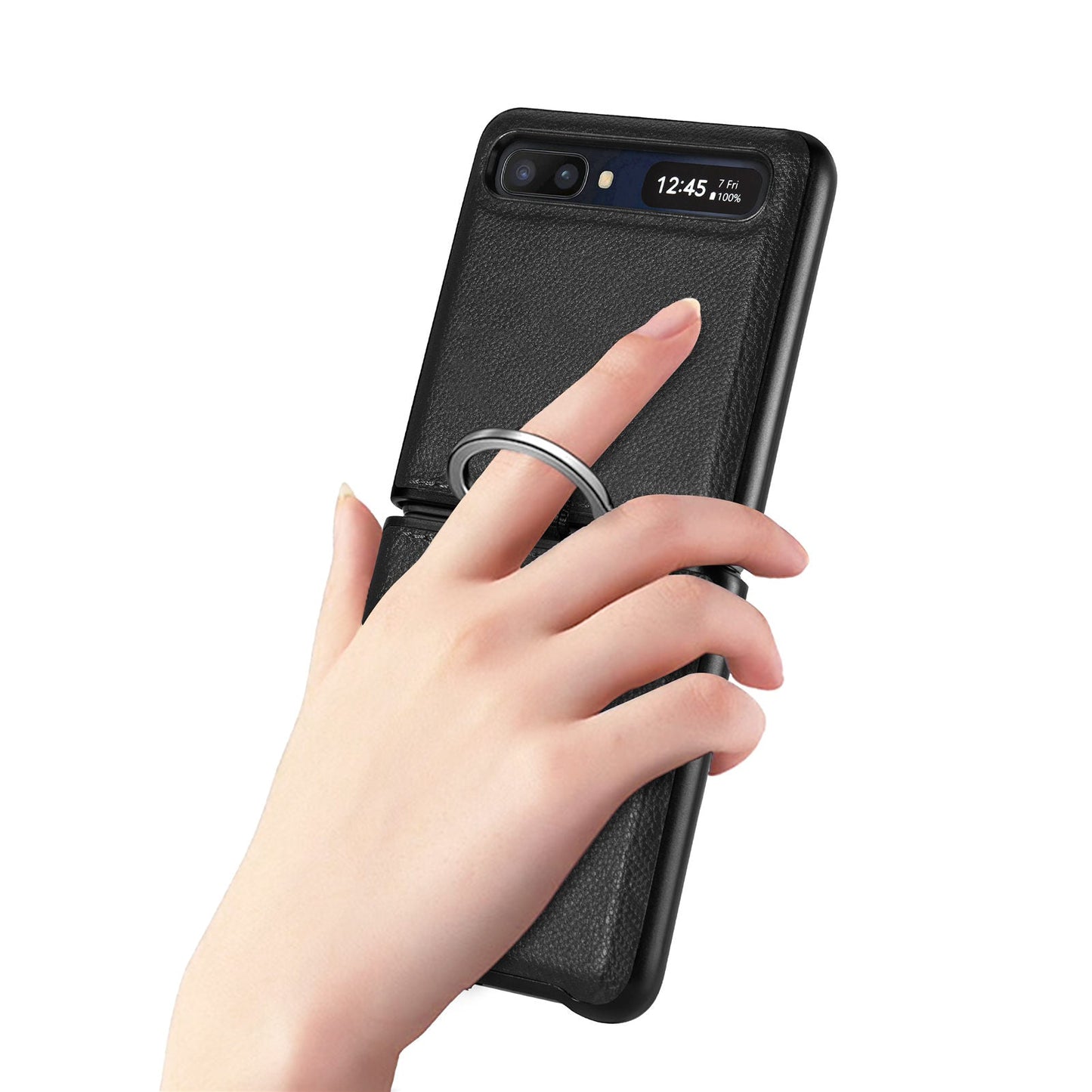Shock Proof Finger Ring Leather Case for Samsung Galaxy Z Flip 4 5G Flip4 Flip3 Flip 3 Anti-Slip Matte Cover Fundas