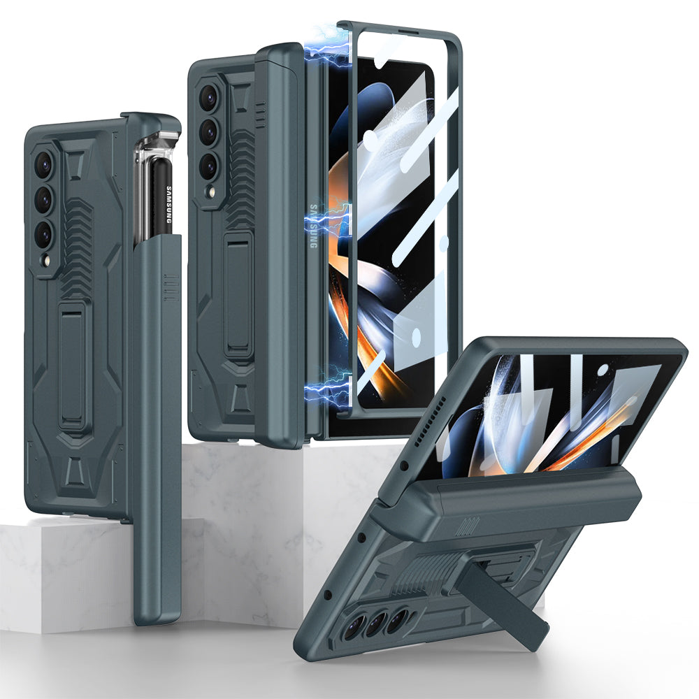 Shockproof Armor Case For Samsung Galaxy Z Fold4 5G Cover With Magnetic Hinge Slide Pen Slot & Film