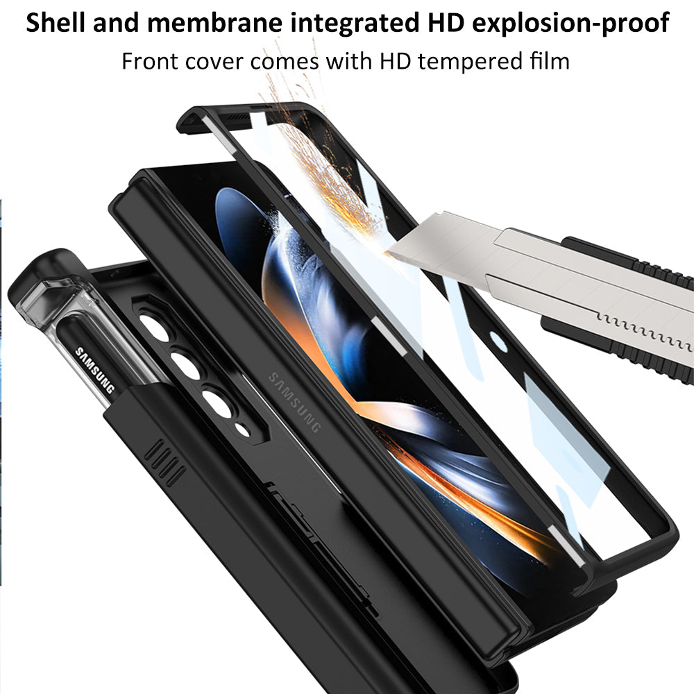 Shockproof Armor Case For Samsung Galaxy Z Fold4 5G Cover With Magnetic Hinge Slide Pen Slot & Film