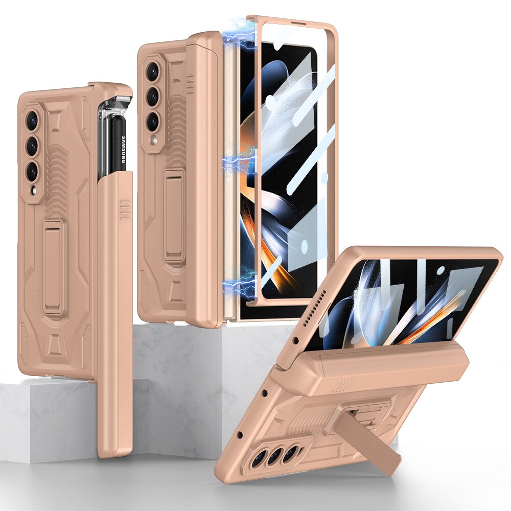 Shockproof Armor Case For Samsung Galaxy Z Fold4 5G Cover With Magnetic Hinge Slide Pen Slot & Film