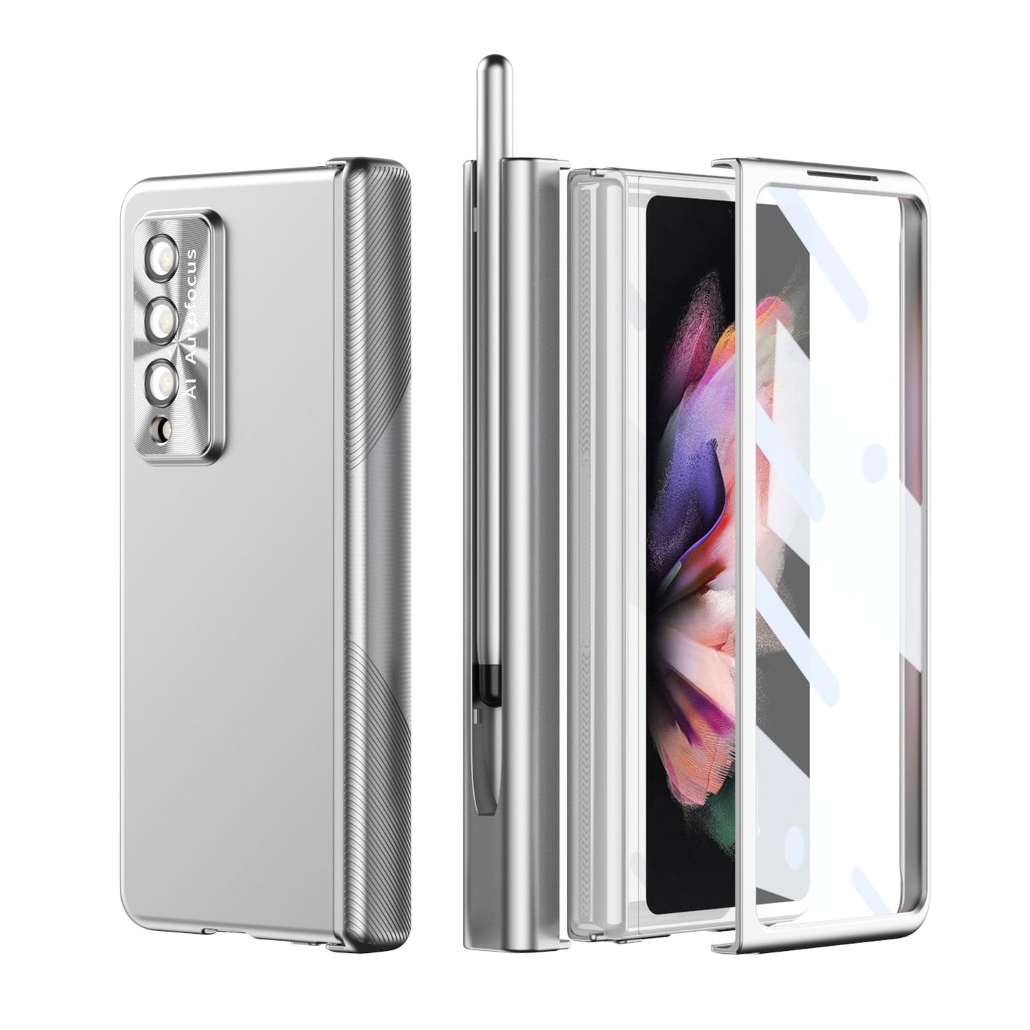 Double Hinges Electroplated Case for Samsung Galaxy Z Fold4 5G  with Stylus