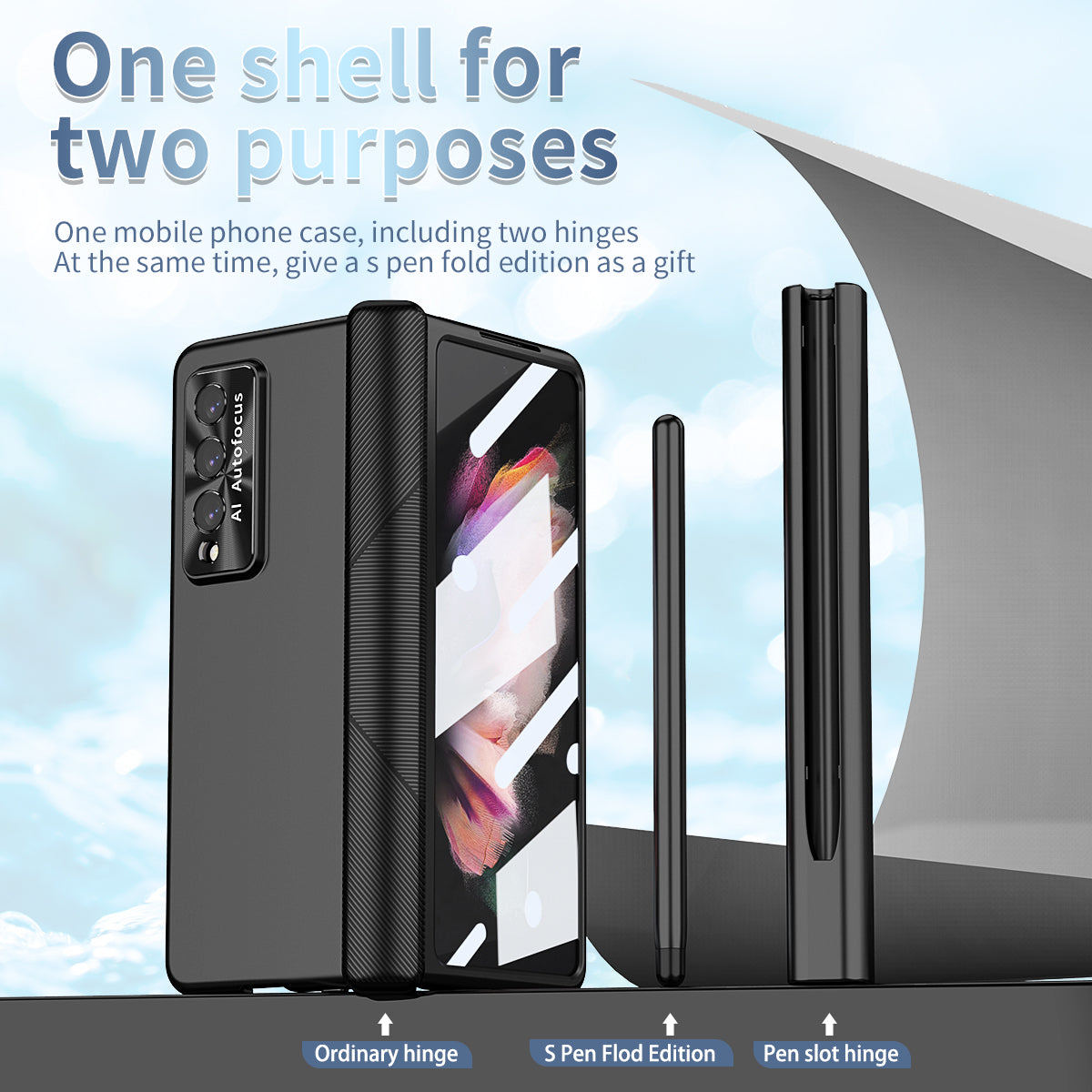 Double Hinges Electroplated Case for Samsung Galaxy Z Fold4 5G  with Stylus