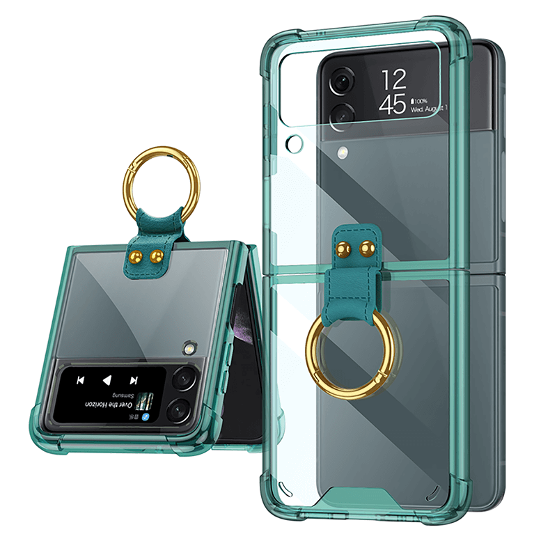 Transparents Airbag Ring Holder Anti-knock Protection Cover Case For Samsung Galaxy Z Flip 3 5G