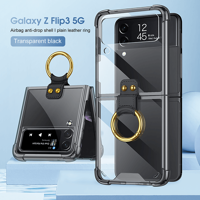 Transparents Airbag Ring Holder Anti-knock Protection Cover Case For Samsung Galaxy Z Flip 3 5G