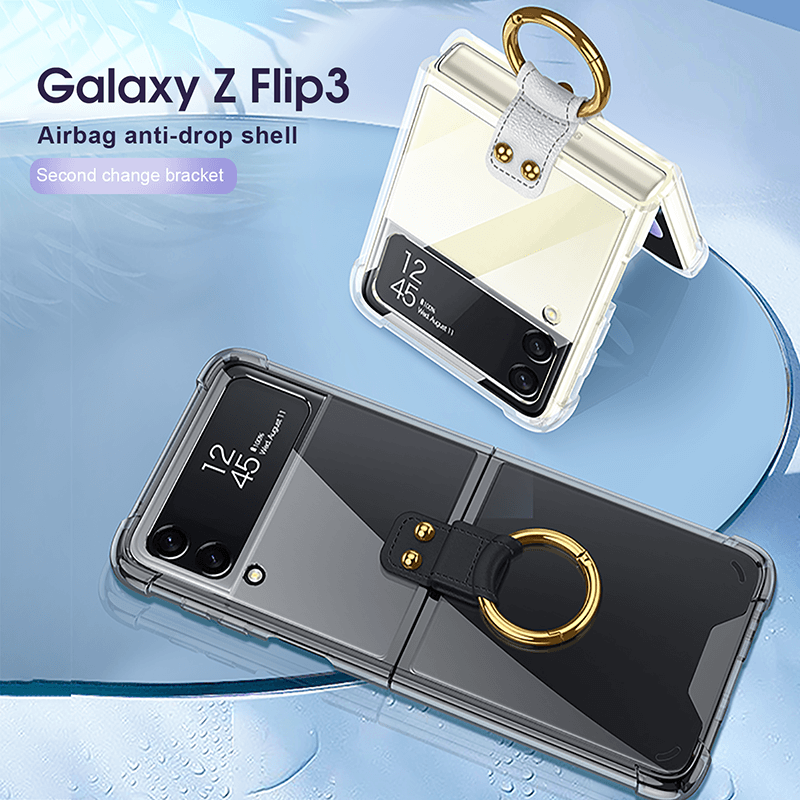 Transparents Airbag Ring Holder Anti-knock Protection Cover Case For Samsung Galaxy Z Flip 3 5G