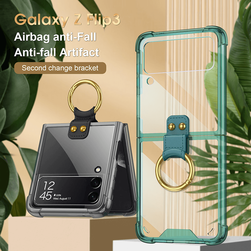 Transparents Airbag Ring Holder Anti-knock Protection Cover Case For Samsung Galaxy Z Flip 3 5G