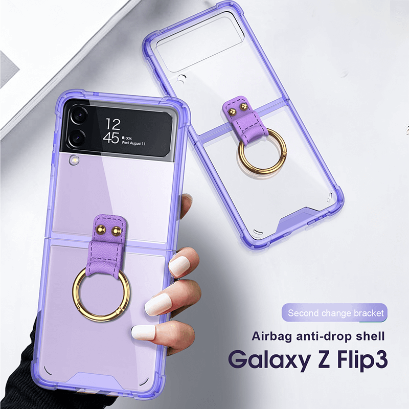 Transparents Airbag Ring Holder Anti-knock Protection Cover Case For Samsung Galaxy Z Flip 3 5G
