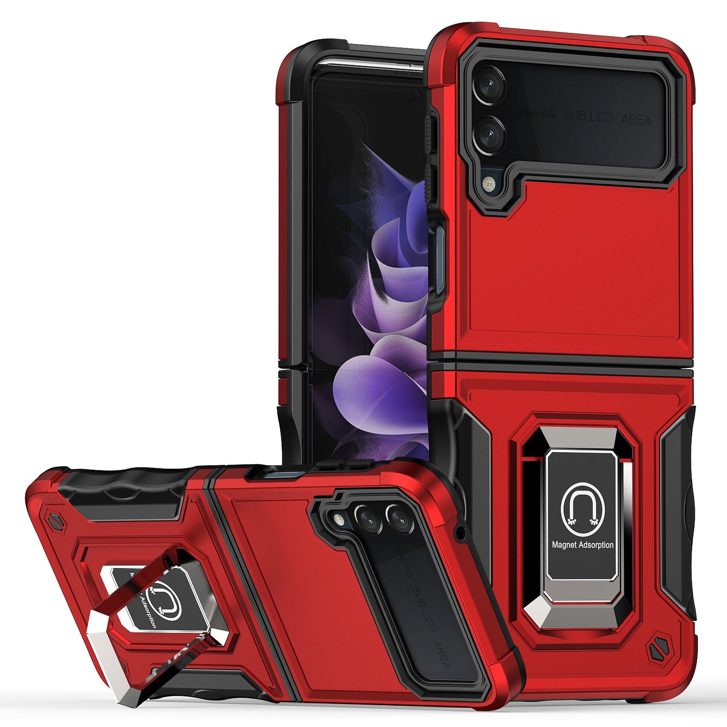 With Ring Holder Hard Strong Protective Case for Samsung Galaxy Z Flip3 Flip4 5G Flip 3 Non-Slip Mobile Phone Cover