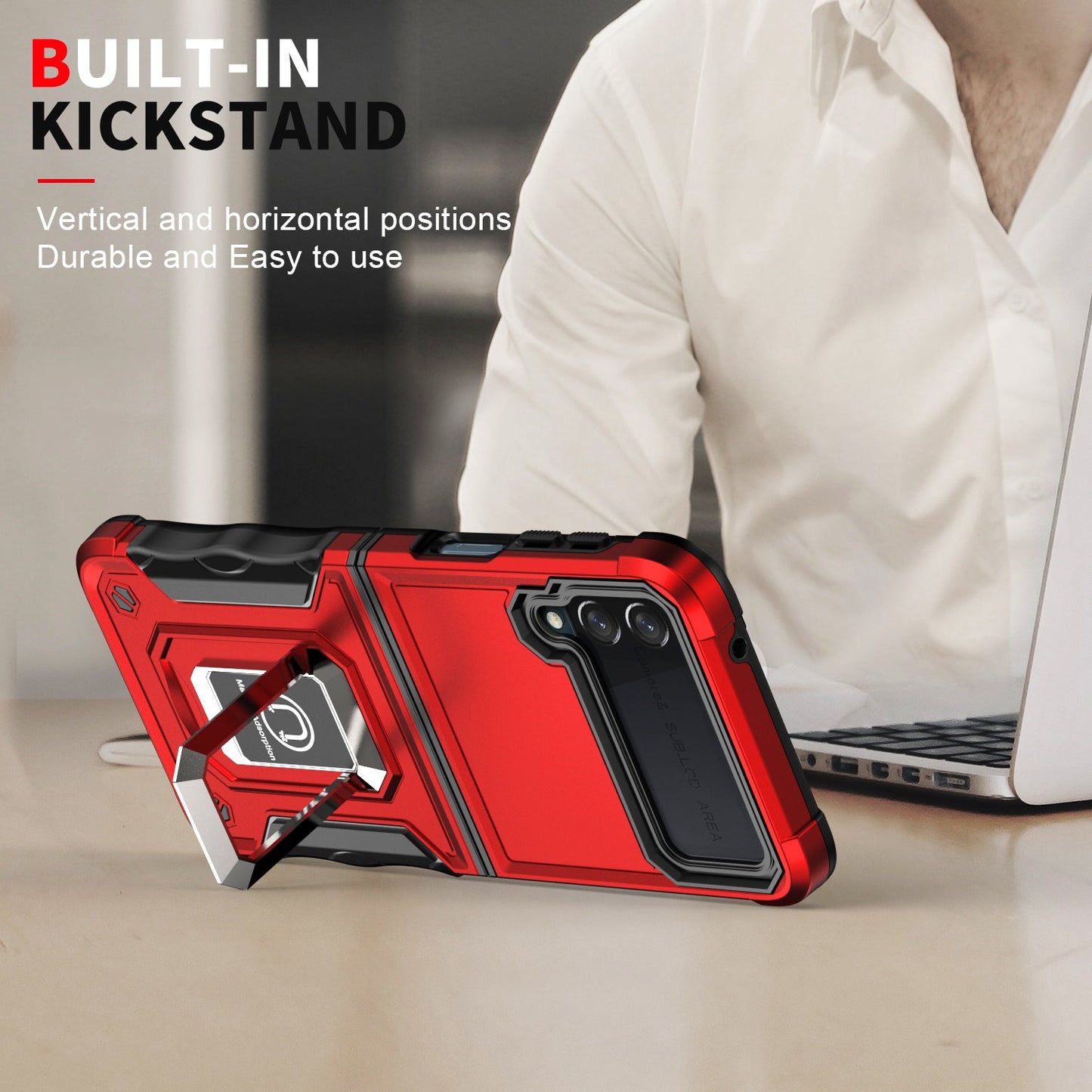 With Ring Holder Hard Strong Protective Case for Samsung Galaxy Z Flip3 Flip4 5G Flip 3 Non-Slip Mobile Phone Cover