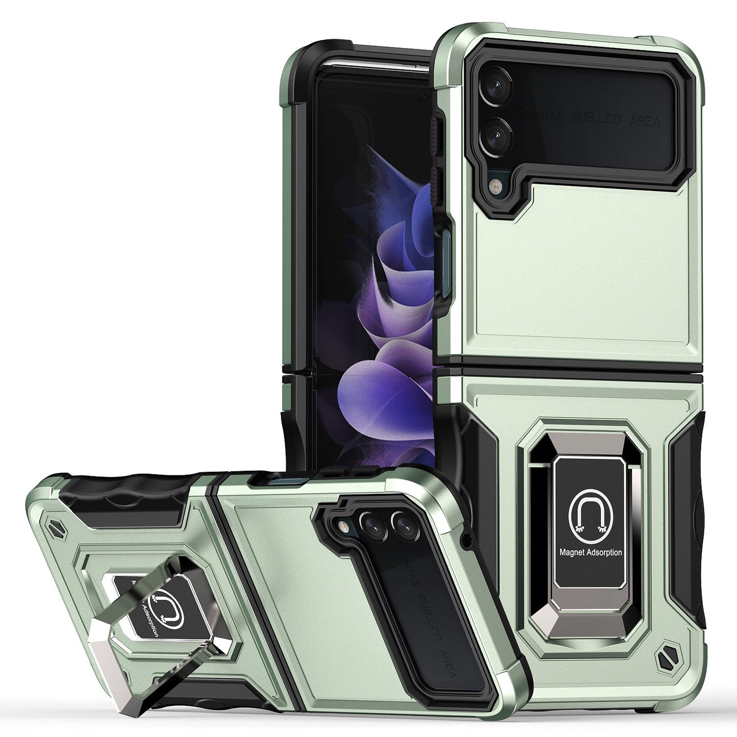 With Ring Holder Hard Strong Protective Case for Samsung Galaxy Z Flip3 Flip4 5G Flip 3 Non-Slip Mobile Phone Cover