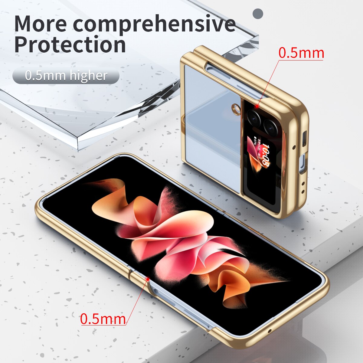 Clear Plating Capa For Samsung Galaxy Z Flip4 5G  Case Fundas Transparent Frame Hard PC Protection Cover