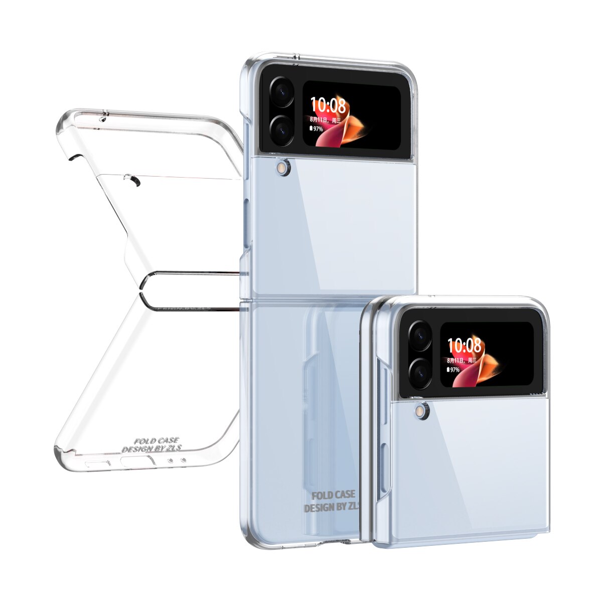 Clear Plating Capa For Samsung Galaxy Z Flip4 5G  Case Fundas Transparent Frame Hard PC Protection Cover