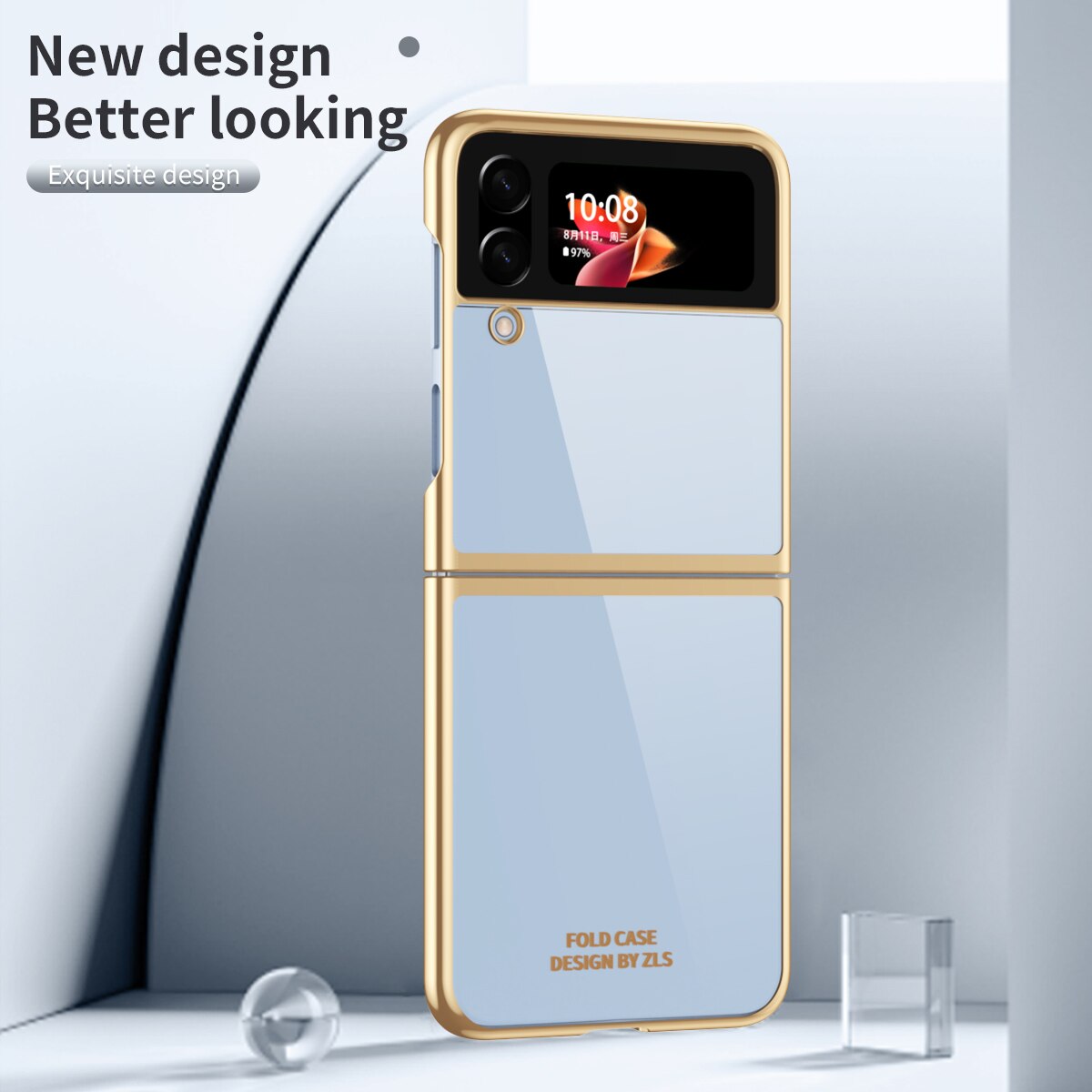 Clear Plating Capa For Samsung Galaxy Z Flip4 5G  Case Fundas Transparent Frame Hard PC Protection Cover