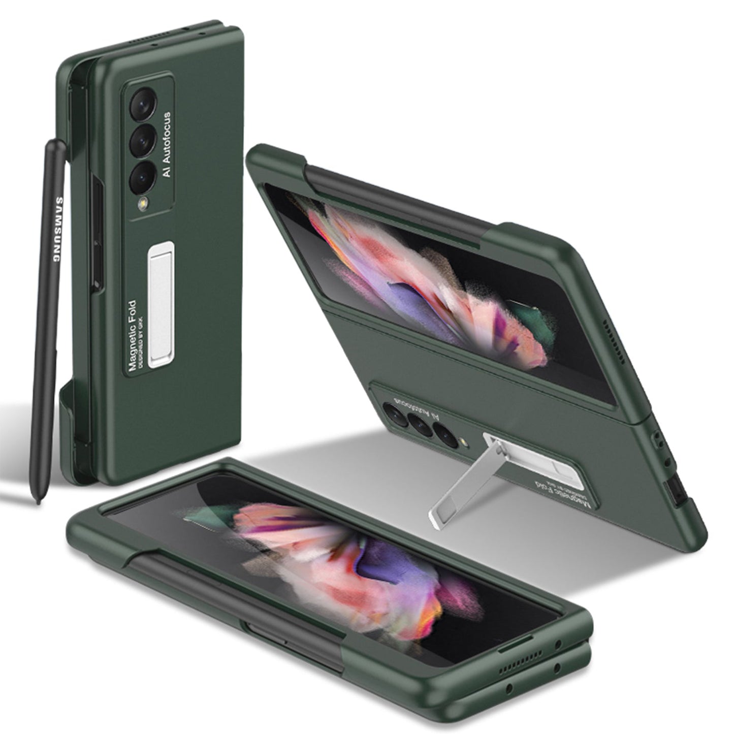 Ultra-thin Pen Slot Case For Samsung Galaxy Z Fold 3 5G Case Magnetic Holder Plastic Cover For Galaxy Z Fold 3 5G
